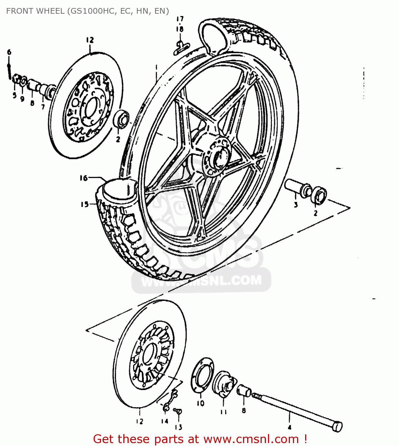 FRONT WHEEL (GS1000HC, EC, HN, EN) GS1000E 1978 (C) GENERAL EXPORT (E01)