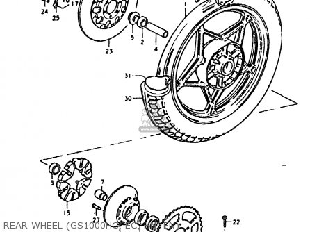 REAR WHEEL (GS1000HC, EC, HN, EN) - GS1000E 1978 (C) GENERAL EXPORT (E01)