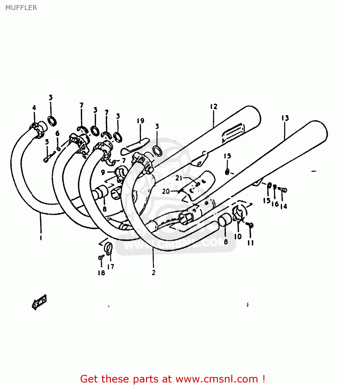MUFFLER GS1000E 1979 (N) GENERAL EXPORT (E01)