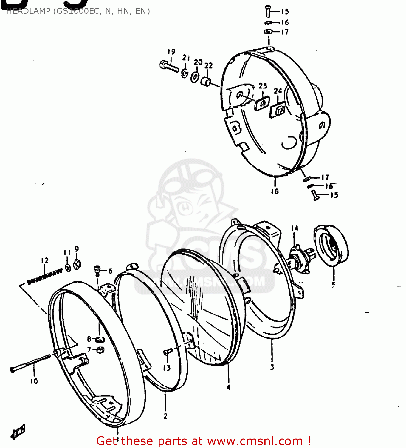 HEADLAMP (GS1000EC, N, HN, EN) GS1000E 1979 (N) GENERAL EXPORT (E01)
