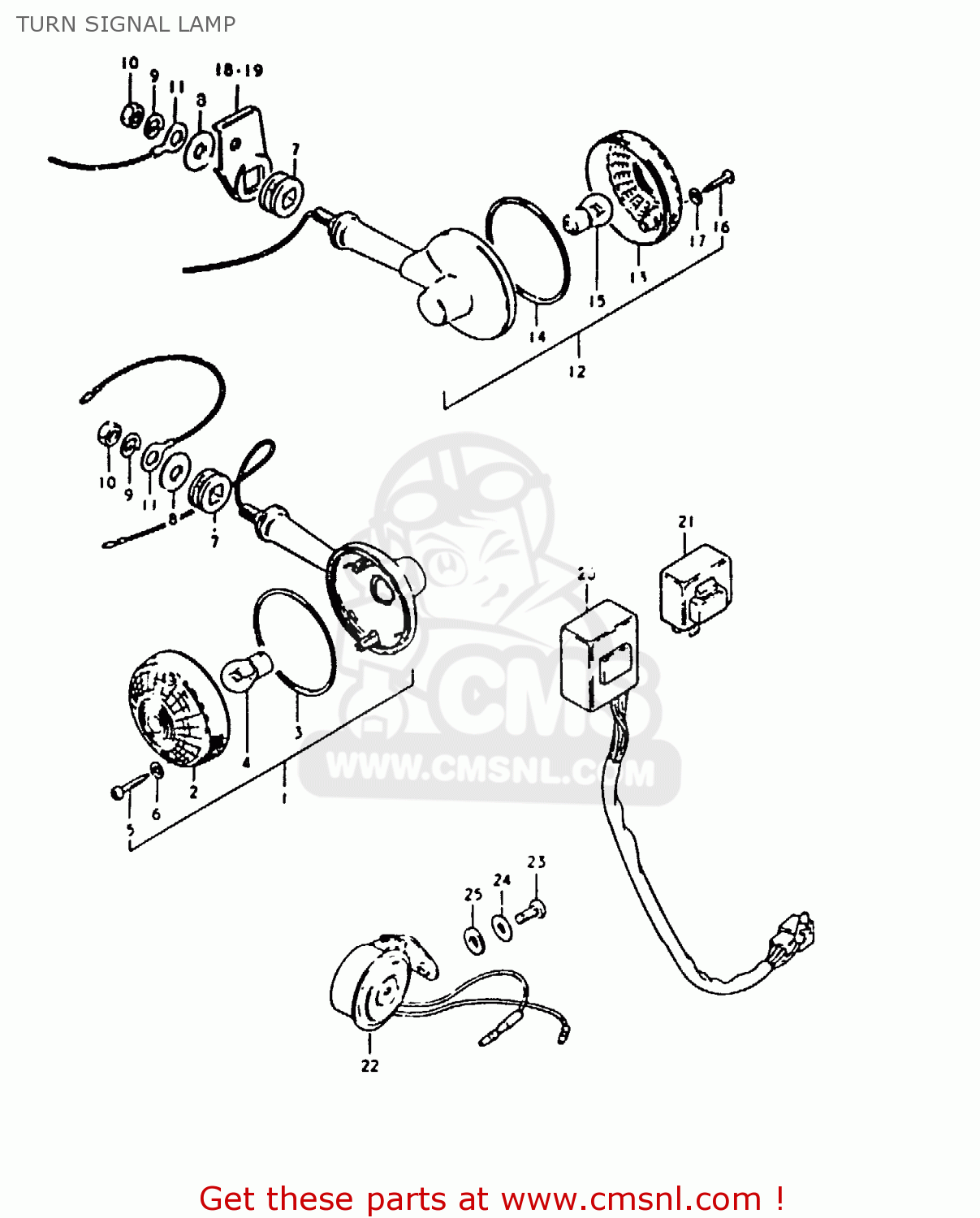 TURN SIGNAL LAMP GS1000E 1980 (T) (E01 E02 E04 E17 E18 E21 E22 E24 E25 E26 E30 39
