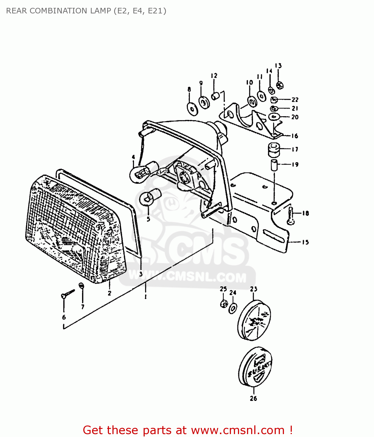 REAR COMBINATION LAMP (E2, E4, E21) GS1000E 1980 (T) (E01 E02 E04 E17 E18 E21 E22 E24 E25 E26 E30 39