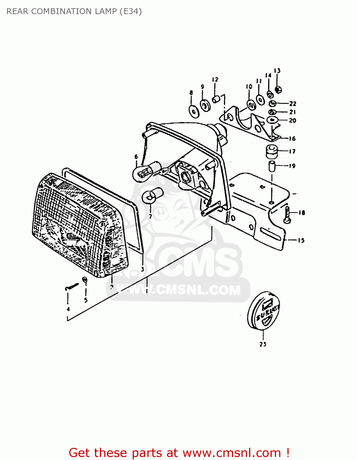 REAR COMBINATION LAMP (E34) GS1000E 1980 (T) (E01 E02 E04 E17 E18 E21 E22 E24 E25 E26 E30 39