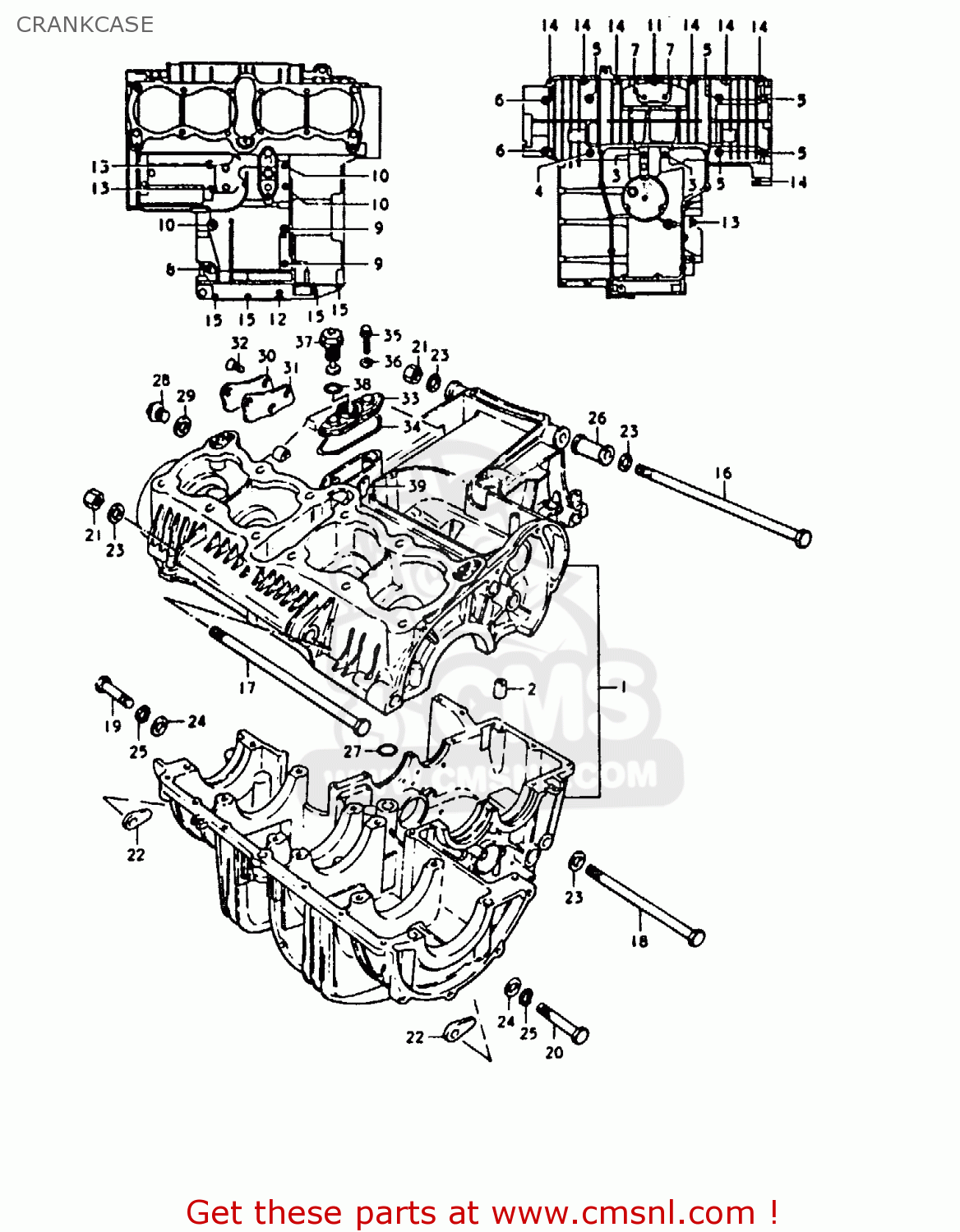 CRANKCASE GS1000E 1980 (T) (E01 E02 E04 E17 E18 E21 E22 E24 E25 E26 E30 39