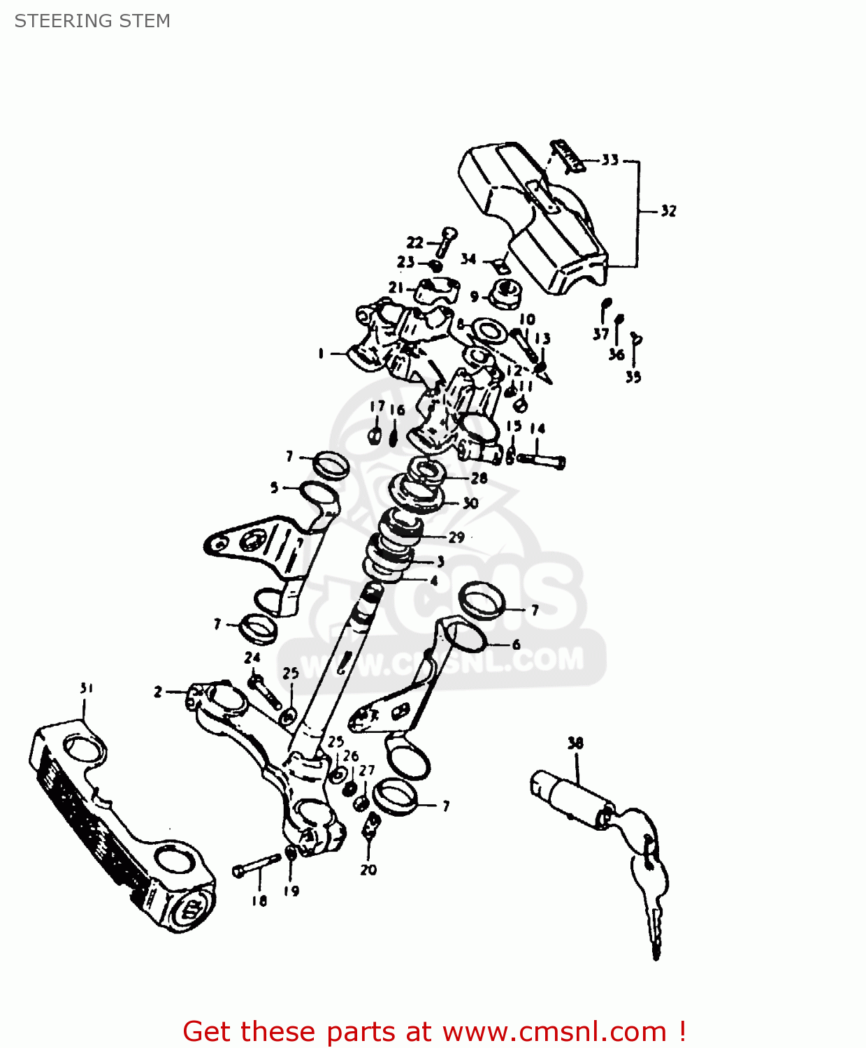 STEERING STEM GS1000E 1980 (T) (E01 E02 E04 E17 E18 E21 E22 E24 E25 E26 E30 39