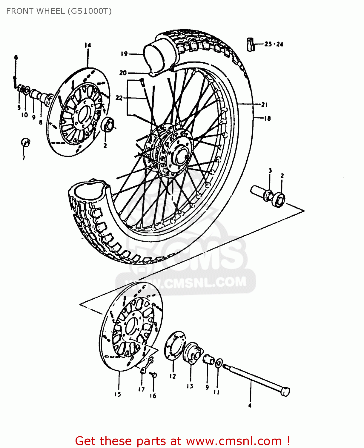 FRONT WHEEL (GS1000T) GS1000E 1980 (T) (E01 E02 E04 E17 E18 E21 E22 E24 E25 E26 E30 39