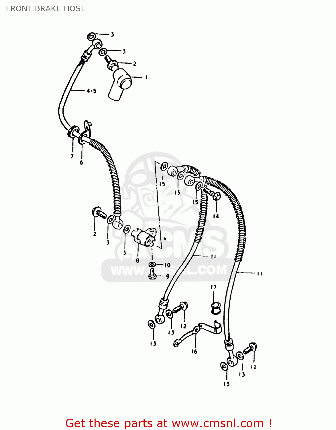 FRONT BRAKE HOSE GS1000E 1980 (T) (E01 E02 E04 E17 E18 E21 E22 E24 E25 E26 E30 39