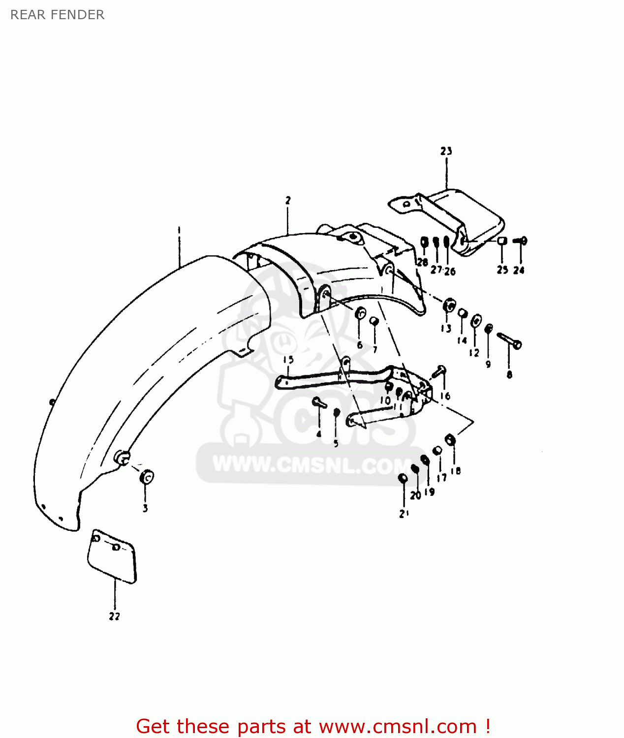 REAR FENDER GS1000E 1980 (T) (E01 E02 E04 E17 E18 E21 E22 E24 E25 E26 E30 39