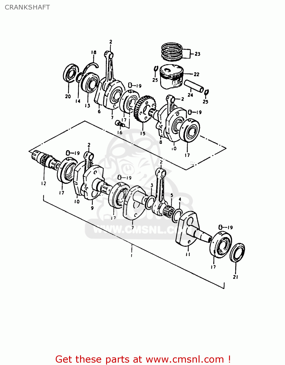CRANKSHAFT GS1000E 1980 (T) (E01 E02 E04 E17 E18 E21 E22 E24 E25 E26 E30 39