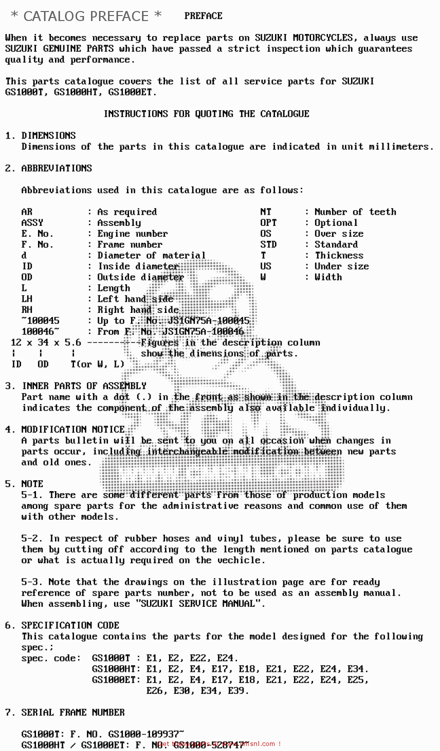* CATALOG PREFACE * GS1000E 1980 (T) (E01 E02 E04 E17 E18 E21 E22 E24 E25 E26 E30 39