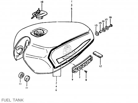 FUEL TANK - GS1000E 1980 (T) (E01 E02 E04 E17 E18 E21 E22 E24 E25 E26 E30 39