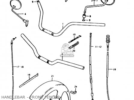 HANDLEBAR - FRONT FENDER - GS1000E 1980 (T) (E01 E02 E04 E17 E18 E21 E22 E24 E25 E26 E30 39