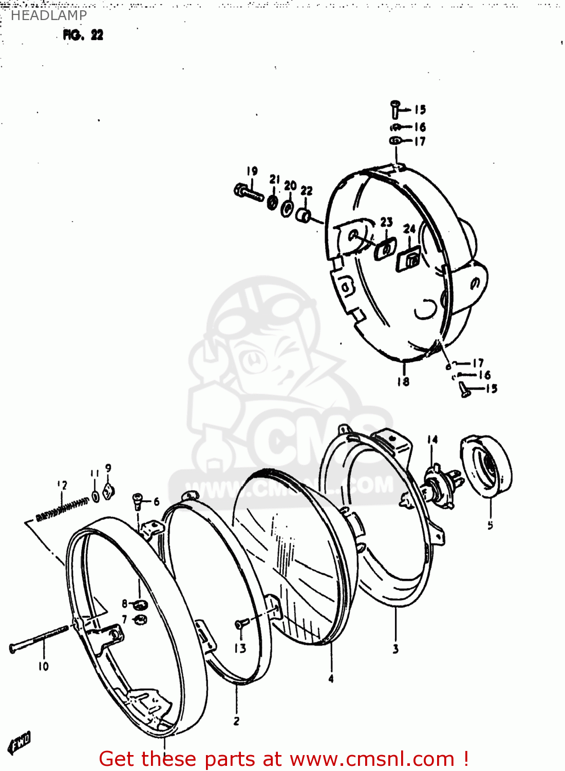 HEADLAMP GS1000E 1980 (T) USA (E03)