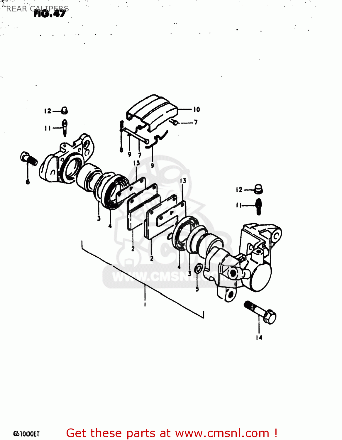 REAR CALIPERS GS1000E 1980 (T) USA (E03)