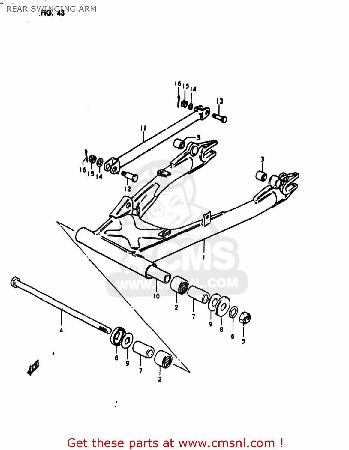 REAR SWINGING ARM GS1000E 1980 (T) USA (E03)