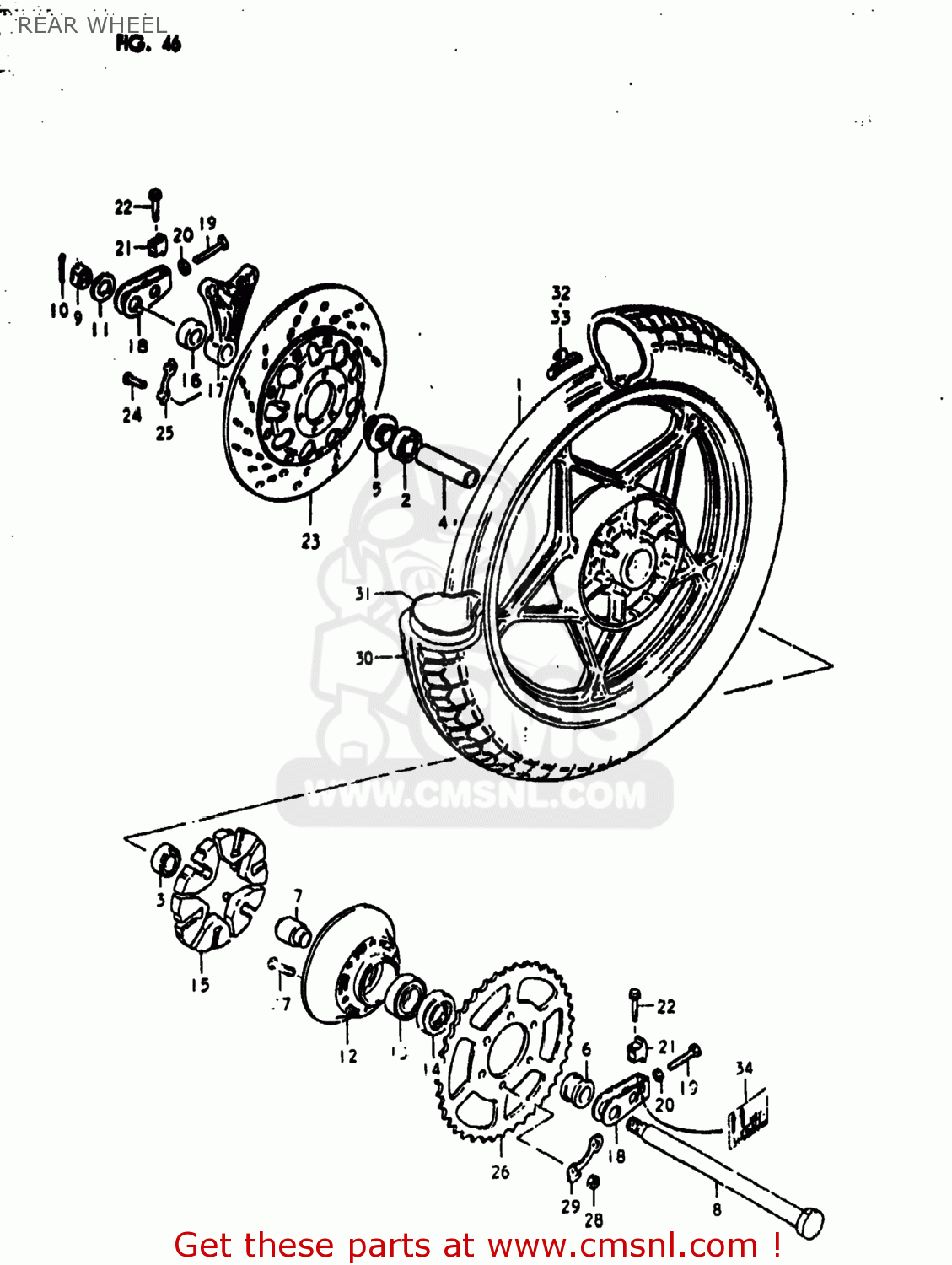 REAR WHEEL GS1000E 1980 (T) USA (E03)