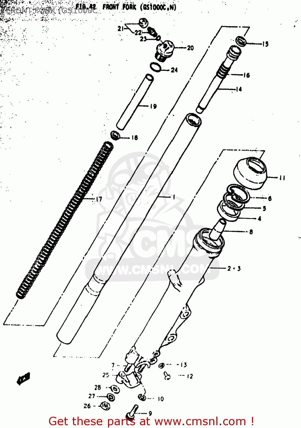 FRONT FORK (GS1000C GS1000EN 1978 (C) USA (E03)