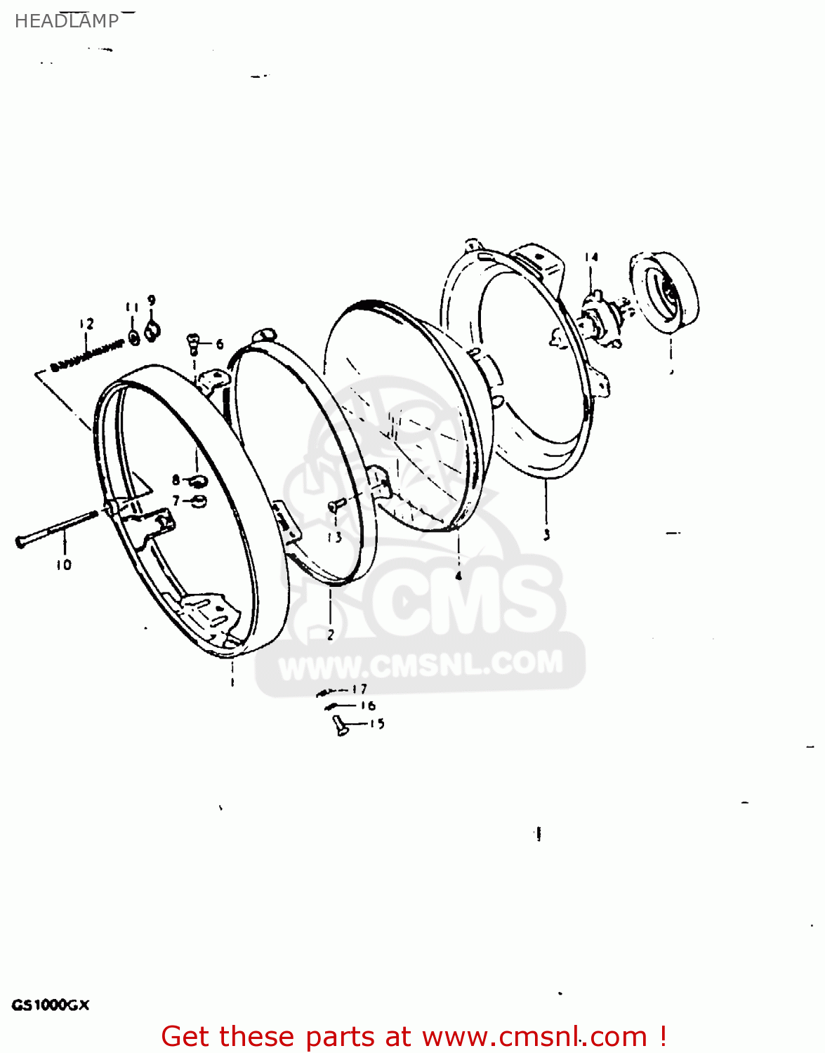 HEADLAMP GS1000G 1980 (T) GENERAL EXPORT (E01)