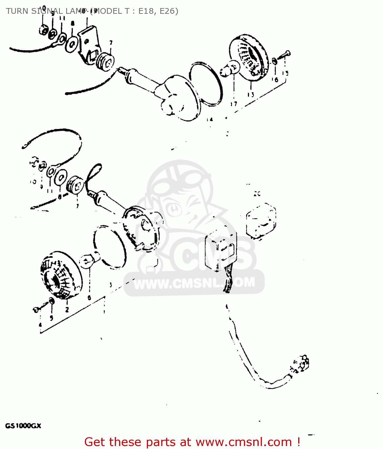 TURN SIGNAL LAMP (MODEL T : E18, E26) GS1000G 1980 (T) GENERAL EXPORT (E01)
