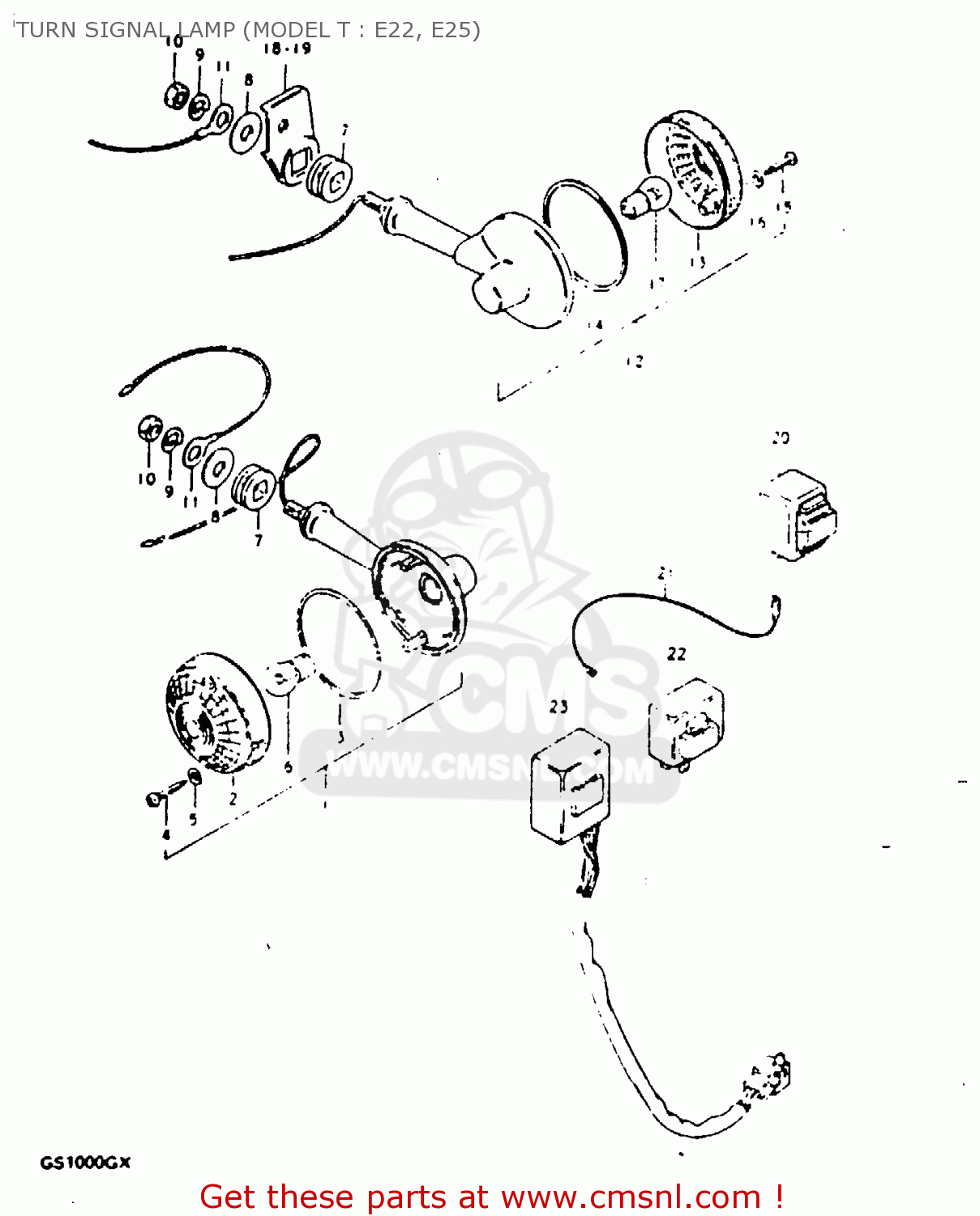 TURN SIGNAL LAMP (MODEL T : E22, E25) GS1000G 1980 (T) GENERAL EXPORT (E01)