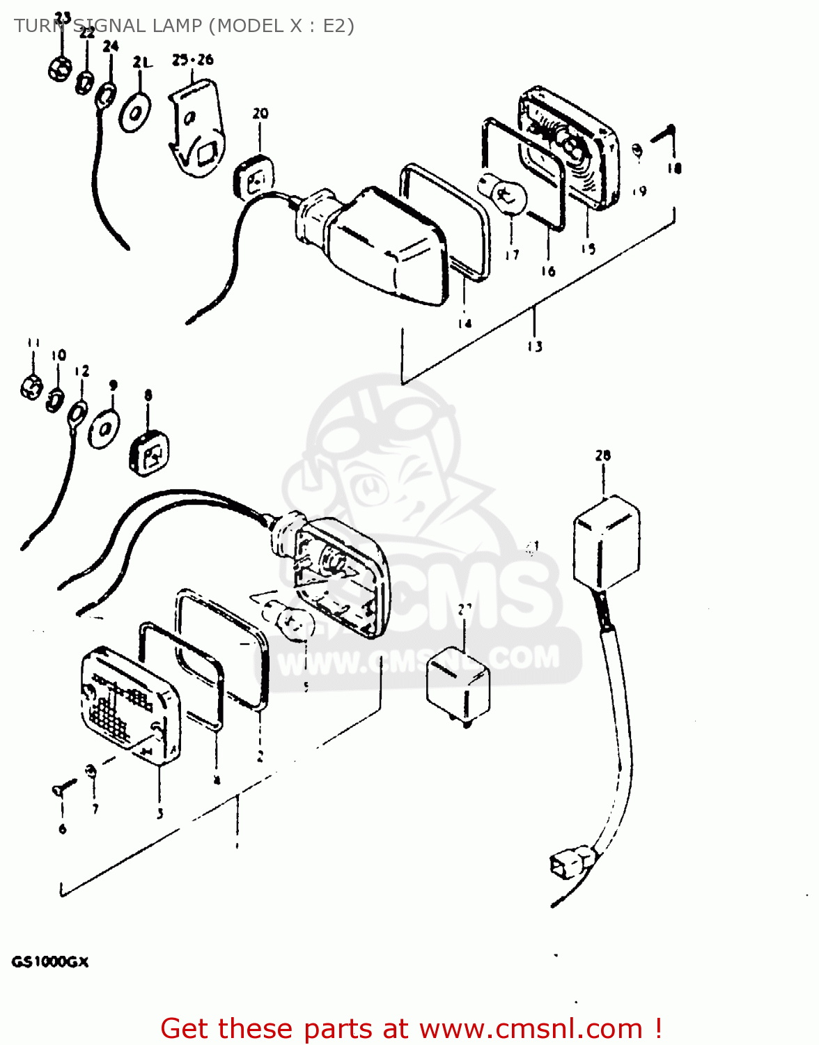 TURN SIGNAL LAMP (MODEL X : E2) GS1000G 1980 (T) GENERAL EXPORT (E01)