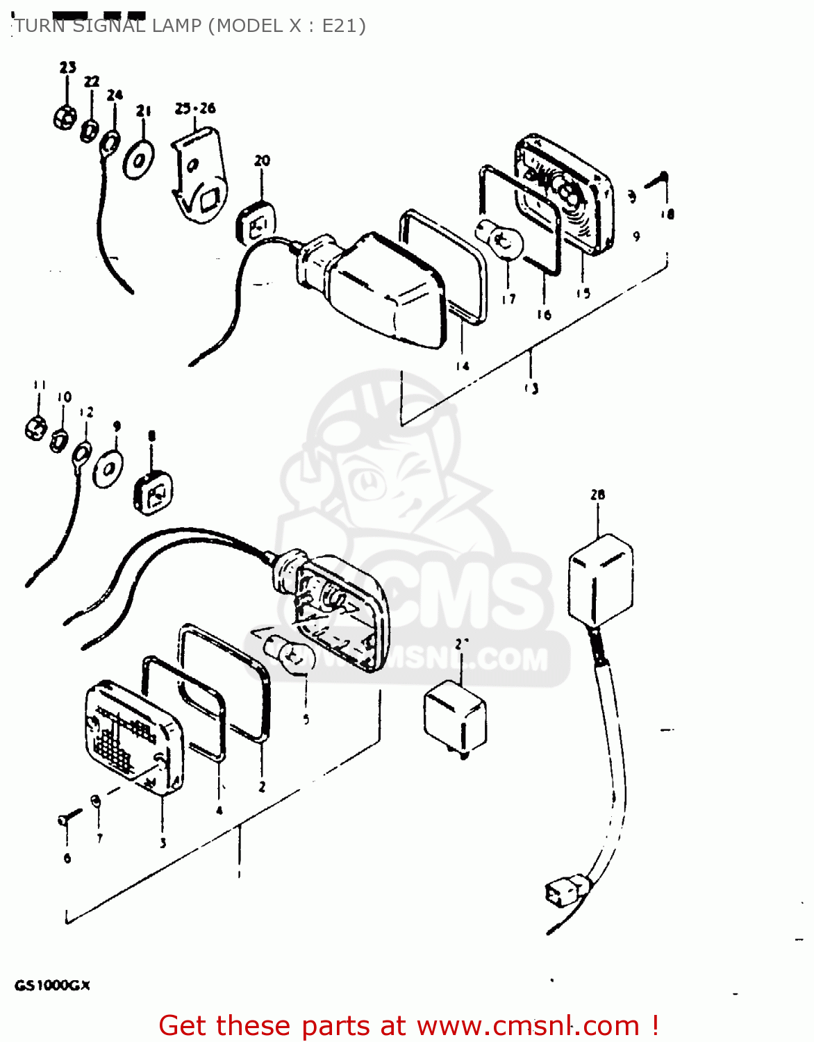 TURN SIGNAL LAMP (MODEL X : E21) GS1000G 1980 (T) GENERAL EXPORT (E01)