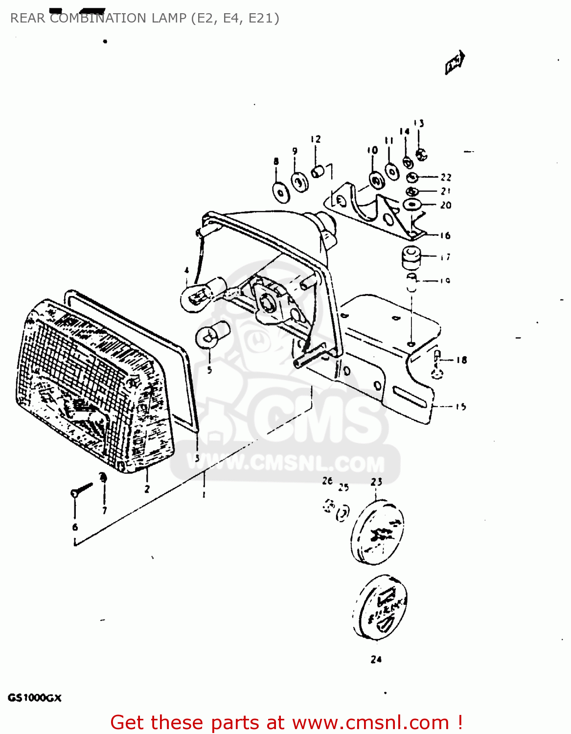 REAR COMBINATION LAMP (E2, E4, E21) GS1000G 1980 (T) GENERAL EXPORT (E01)