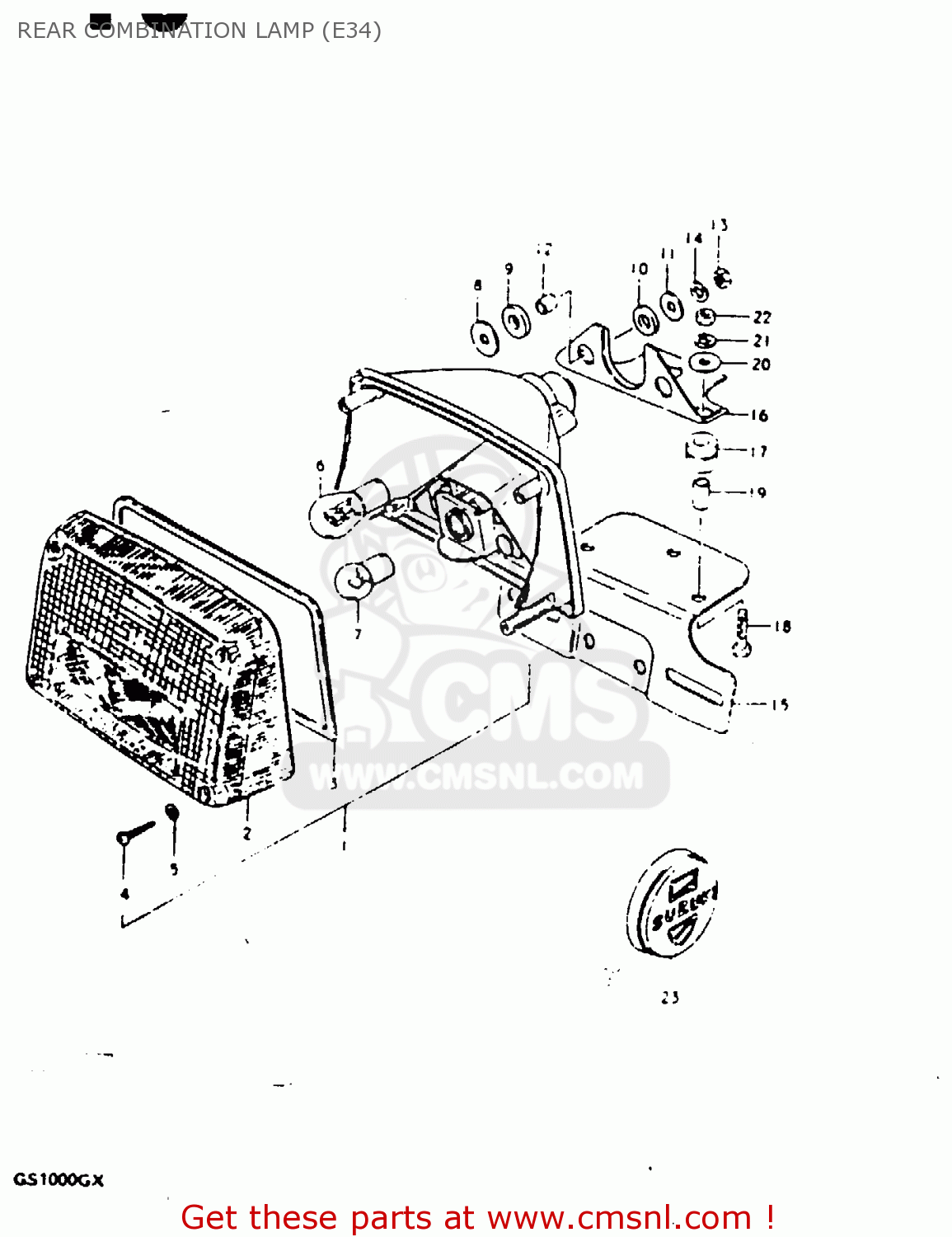 REAR COMBINATION LAMP (E34) GS1000G 1980 (T) GENERAL EXPORT (E01)
