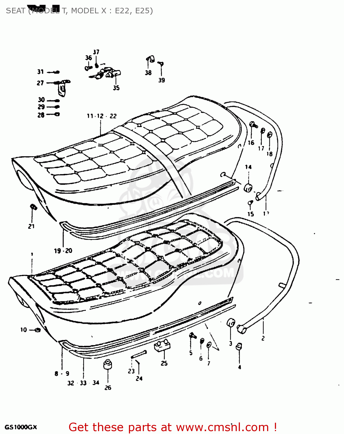SEAT (MODEL T, MODEL X : E22, E25) GS1000G 1980 (T) GENERAL EXPORT (E01)