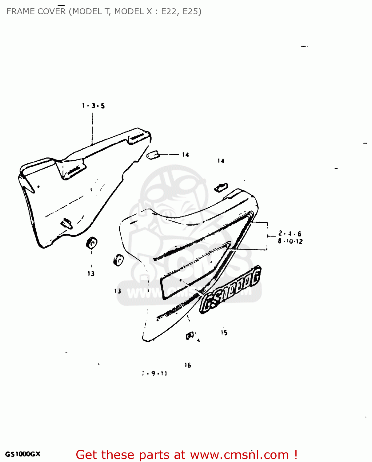 FRAME COVER (MODEL T, MODEL X : E22, E25) GS1000G 1980 (T) GENERAL EXPORT (E01)