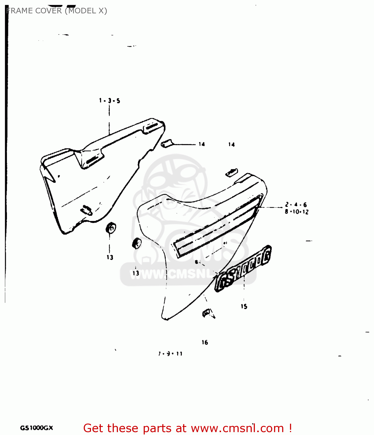 FRAME COVER (MODEL X) GS1000G 1980 (T) GENERAL EXPORT (E01)