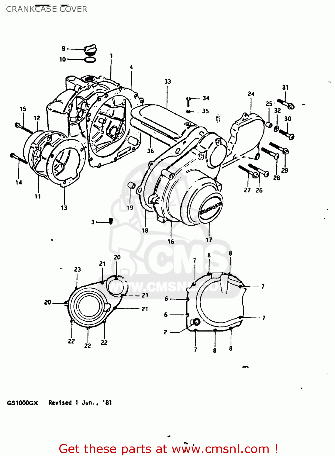 CRANKCASE COVER GS1000G 1980 (T) GENERAL EXPORT (E01)