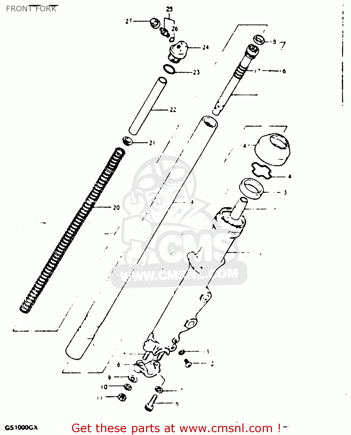 FRONT FORK GS1000G 1980 (T) GENERAL EXPORT (E01)