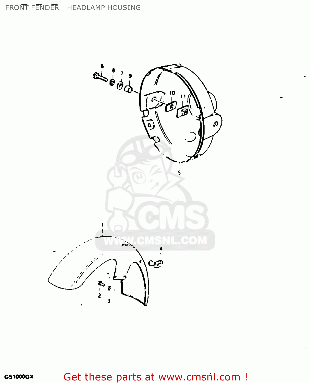 FRONT FENDER - HEADLAMP HOUSING GS1000G 1980 (T) GENERAL EXPORT (E01)