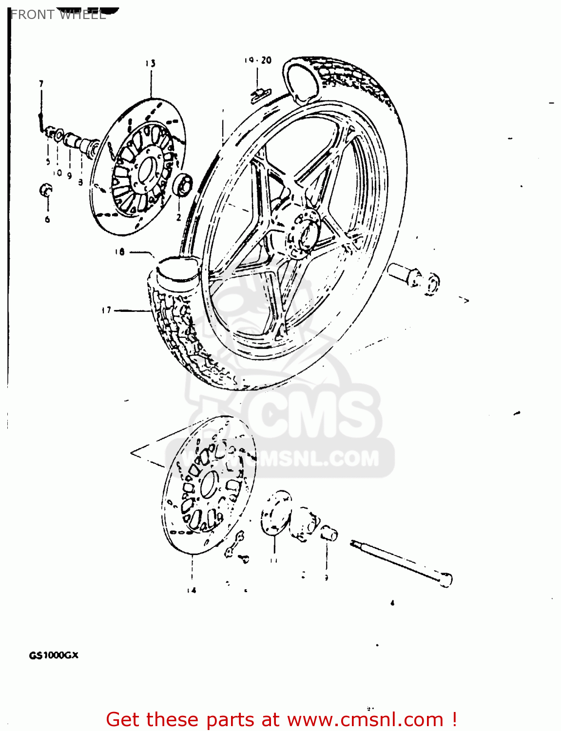 FRONT WHEEL GS1000G 1980 (T) GENERAL EXPORT (E01)