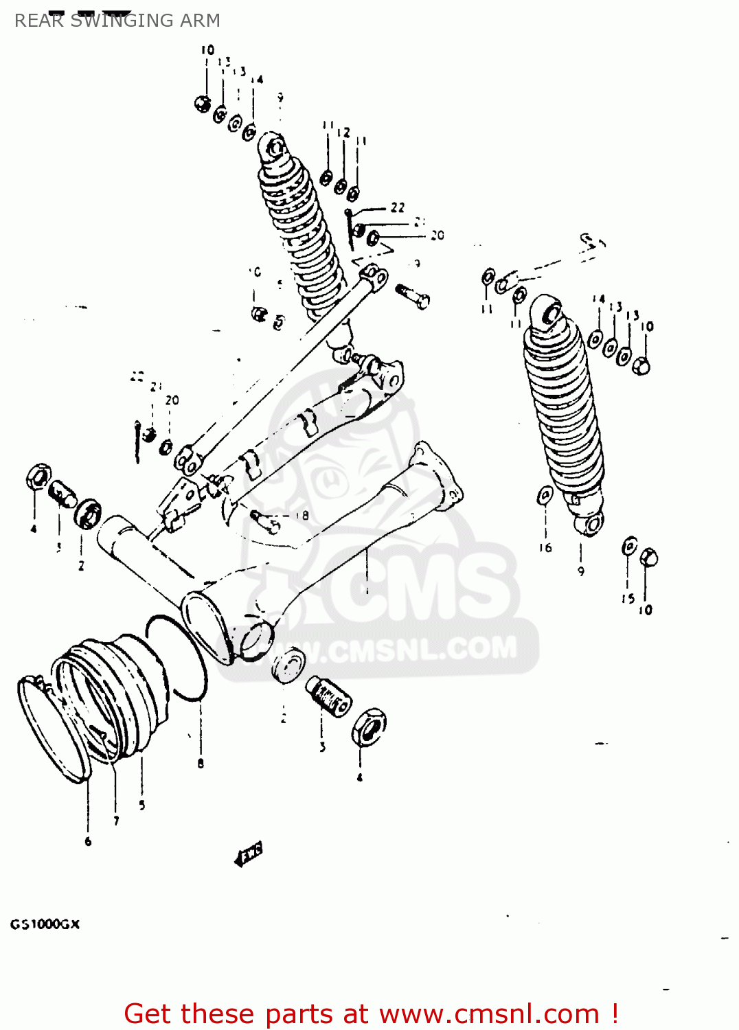 REAR SWINGING ARM GS1000G 1980 (T) GENERAL EXPORT (E01)