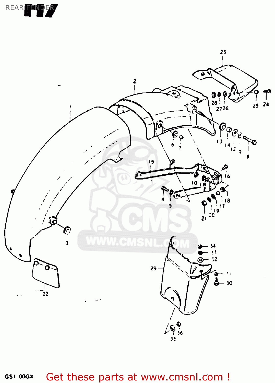 REAR FENDER GS1000G 1980 (T) GENERAL EXPORT (E01)