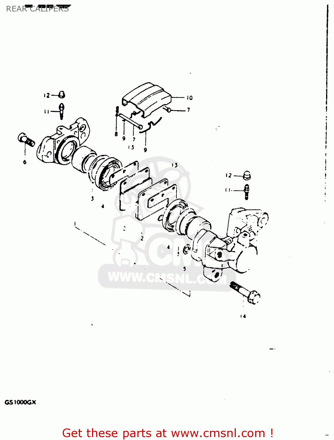 REAR CALIPERS GS1000G 1980 (T) GENERAL EXPORT (E01)