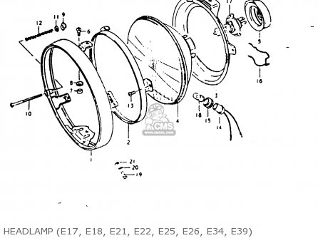 HEADLAMP (E17, E18, E21, E22, E25, E26, E34, E39) - GS1000G 1980 (T) GENERAL EXPORT (E01)
