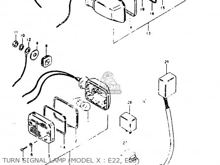 TURN SIGNAL LAMP (MODEL X : E22, E25) - GS1000G 1980 (T) GENERAL EXPORT (E01)