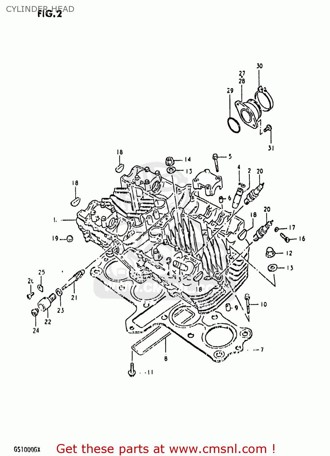 CYLINDER HEAD GS1000G 1980 (T) USA (E03)