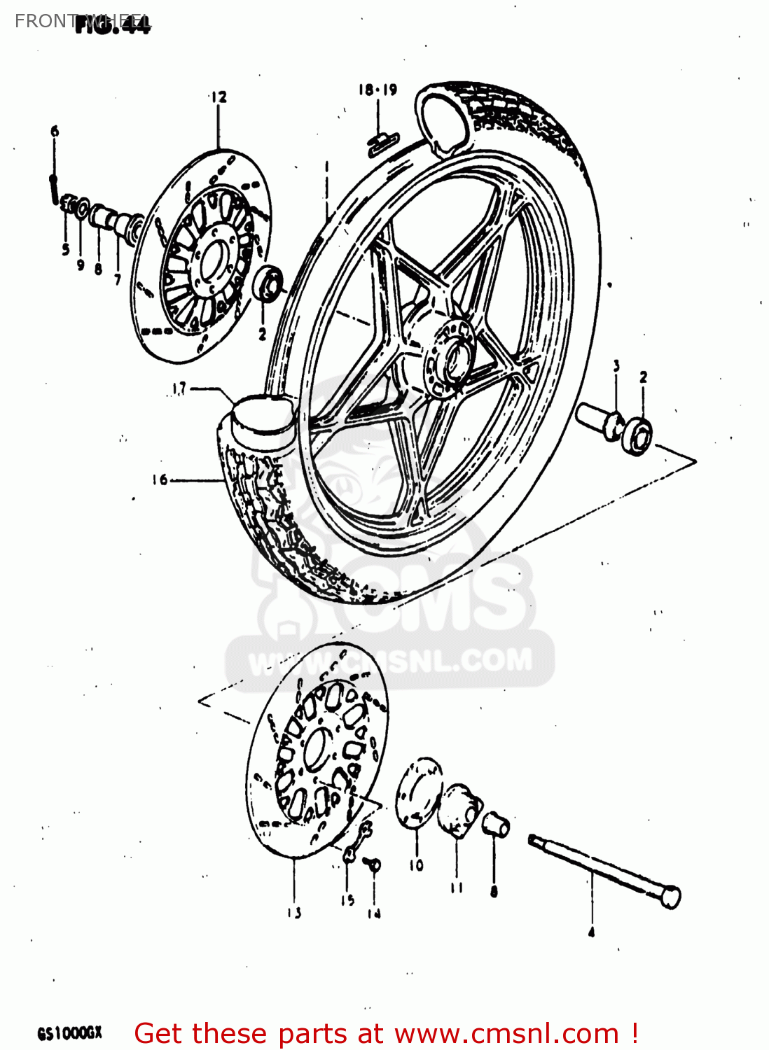 FRONT WHEEL GS1000G 1980 (T) USA (E03)