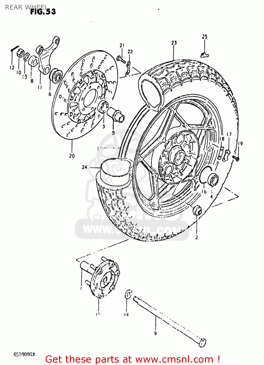 REAR WHEEL GS1000G 1980 (T) USA (E03)