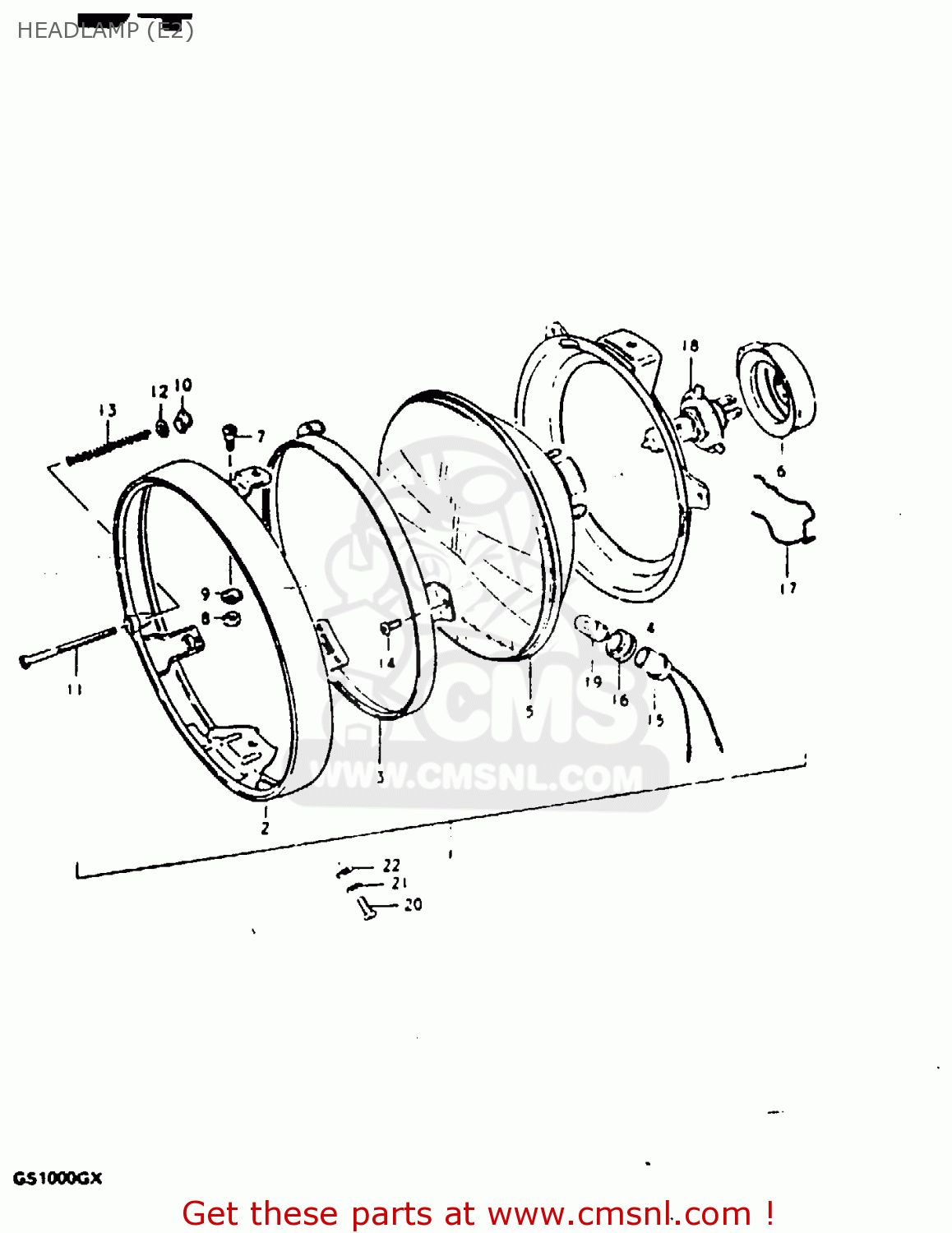 HEADLAMP (E2) GS1000G 1981 (X) GENERAL EXPORT (E01)