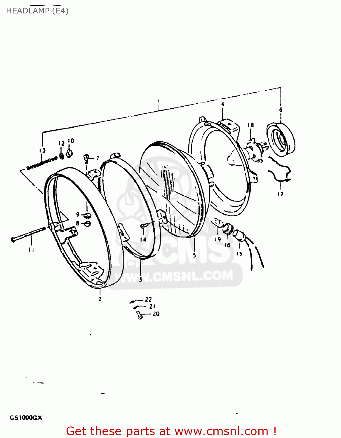 HEADLAMP (E4) GS1000G 1981 (X) GENERAL EXPORT (E01)