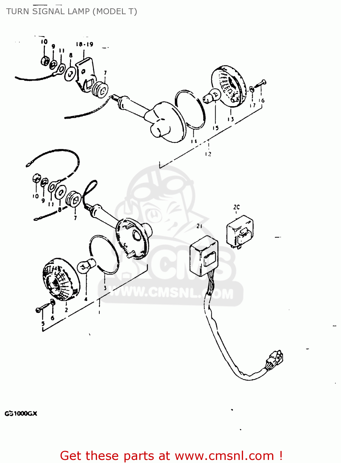 TURN SIGNAL LAMP (MODEL T) GS1000G 1981 (X) GENERAL EXPORT (E01)