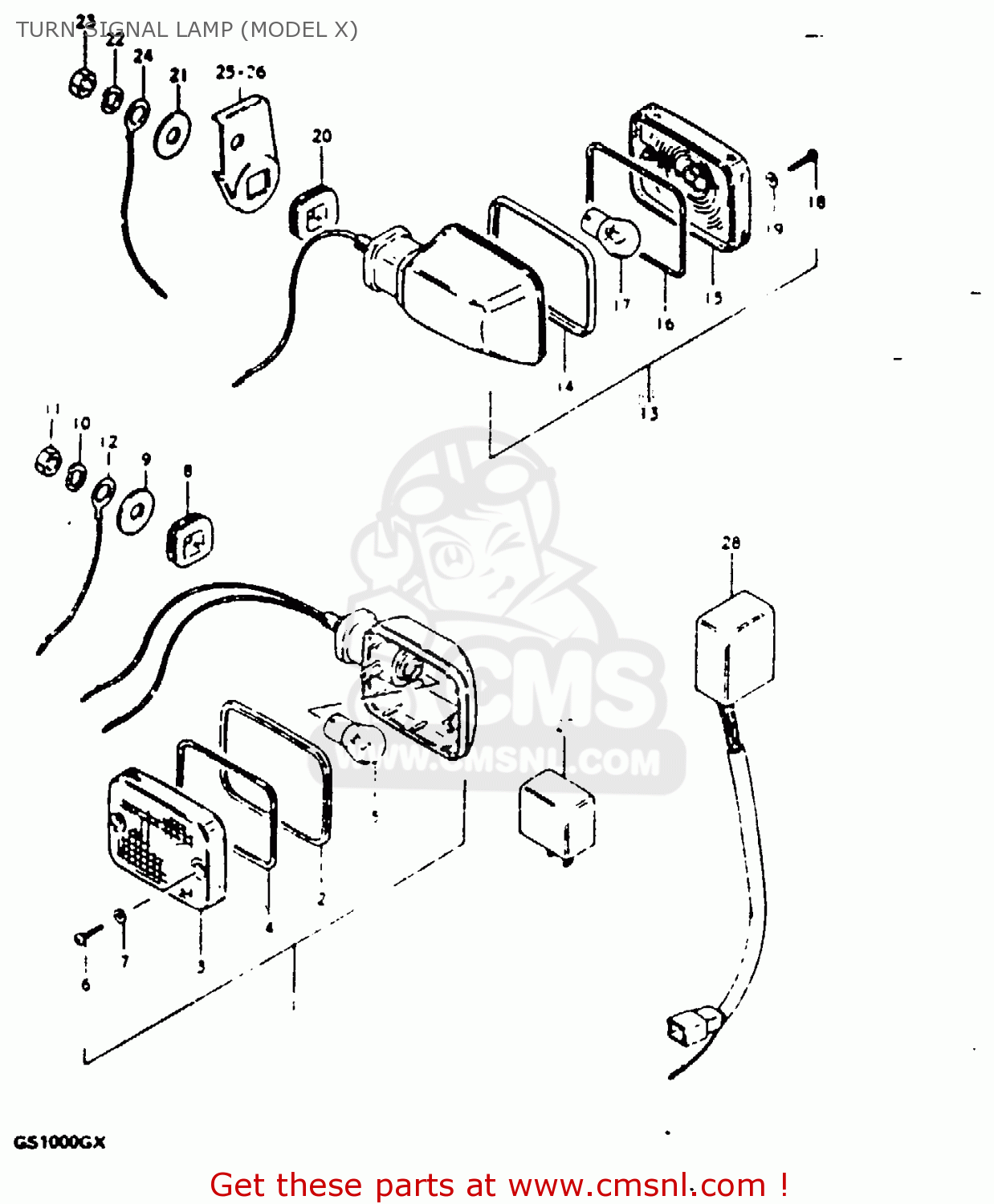 TURN SIGNAL LAMP (MODEL X) GS1000G 1981 (X) GENERAL EXPORT (E01)