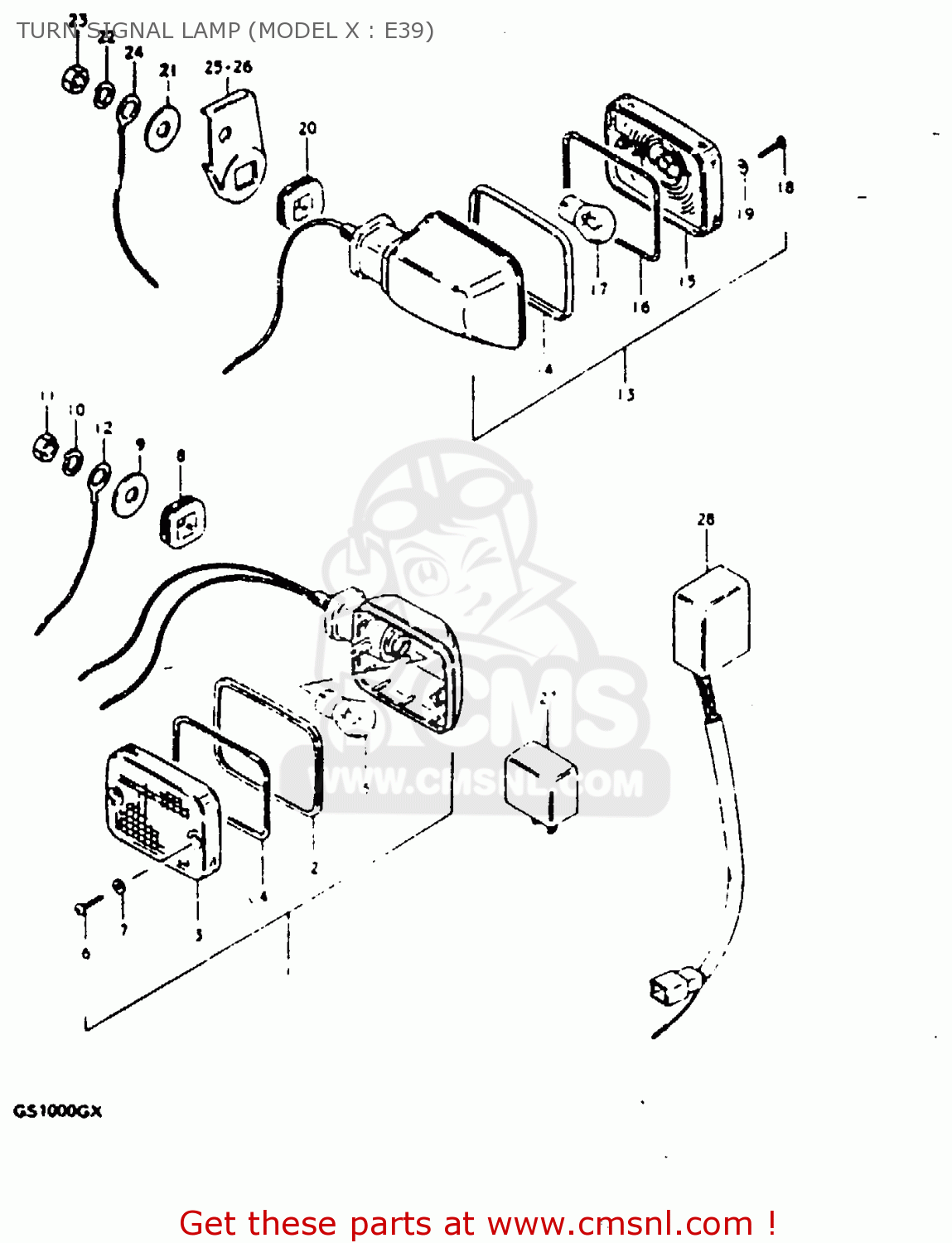 TURN SIGNAL LAMP (MODEL X : E39) GS1000G 1981 (X) GENERAL EXPORT (E01)