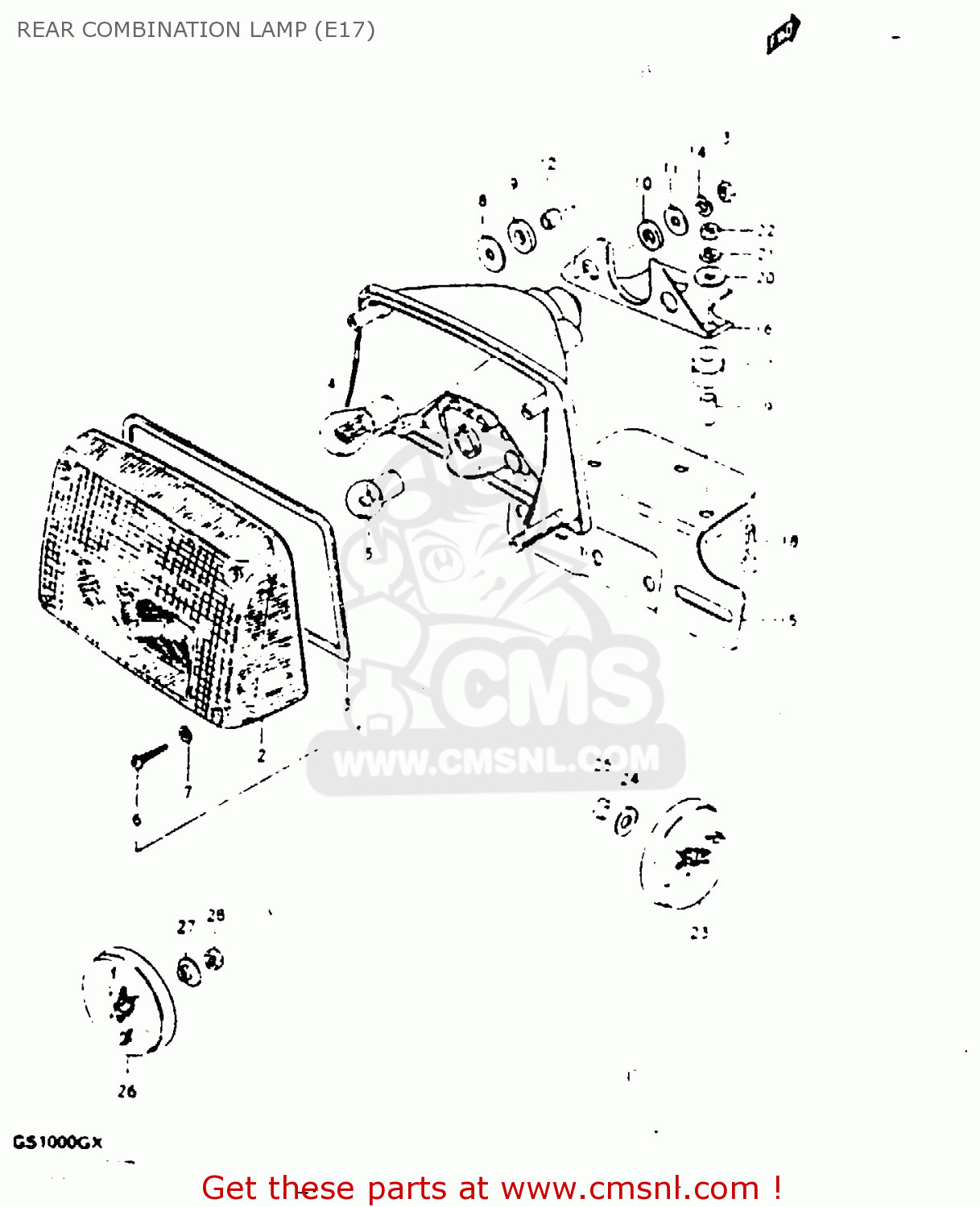 REAR COMBINATION LAMP (E17) GS1000G 1981 (X) GENERAL EXPORT (E01)