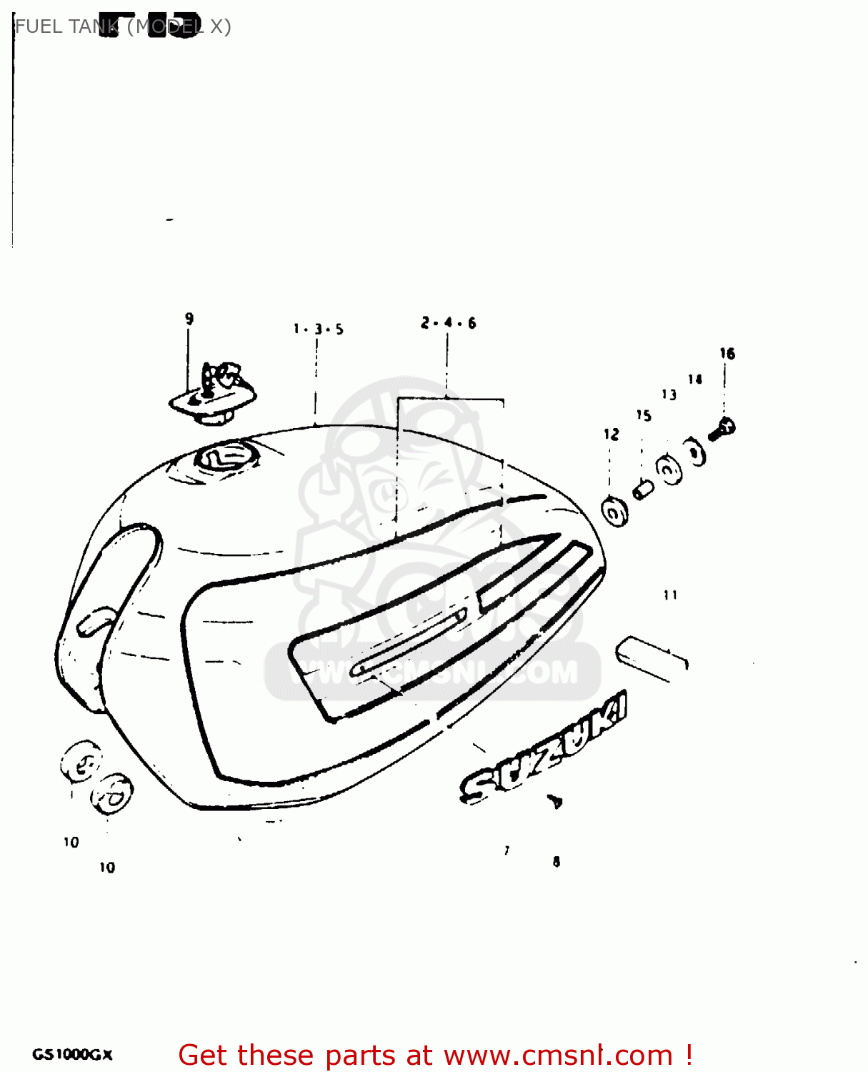 FUEL TANK (MODEL X) GS1000G 1981 (X) GENERAL EXPORT (E01)